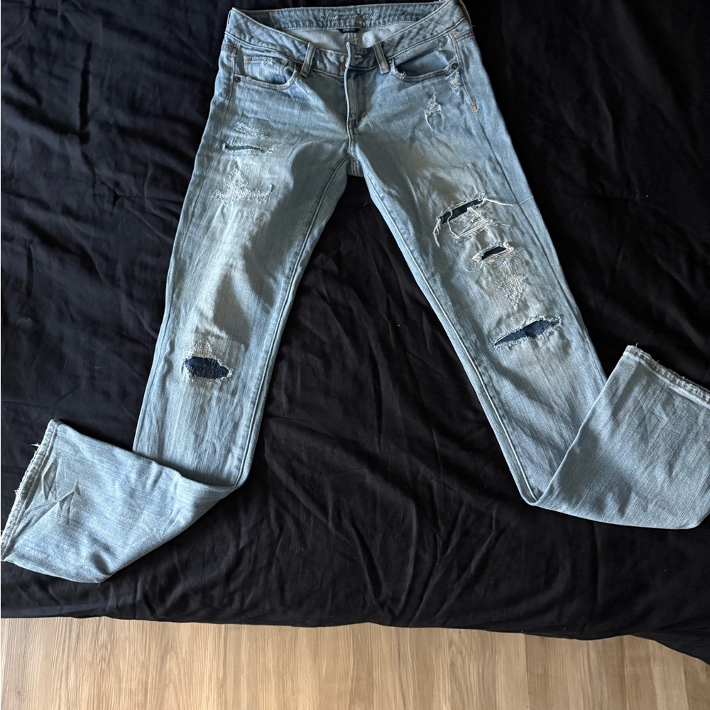 Distressed Light Blue Jeans